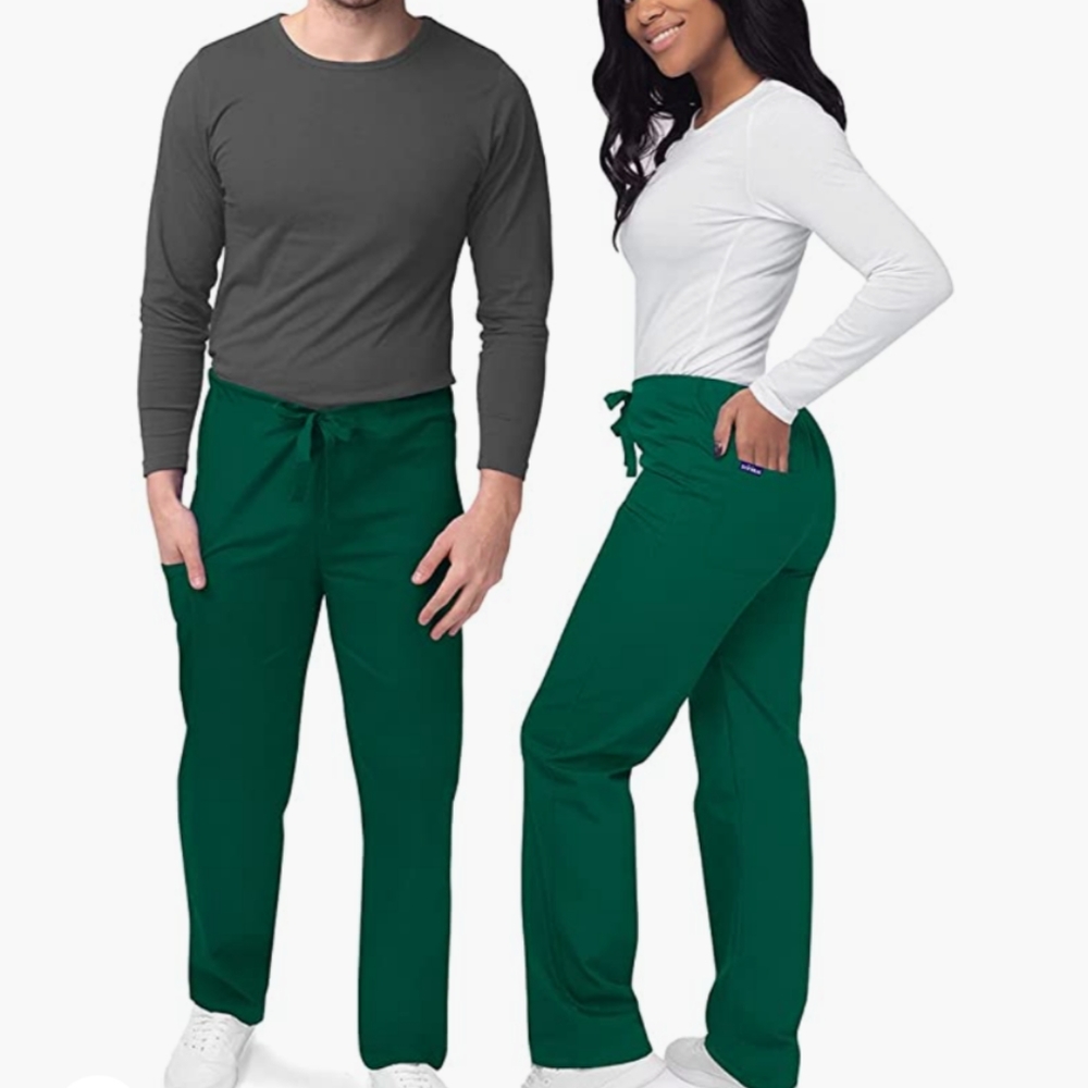 NWT Sivvan Uni-Sex Hunter Green Drawstring Scrub Pants, XL